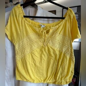 Lucky Brand Yellow Lace Women's Blouse